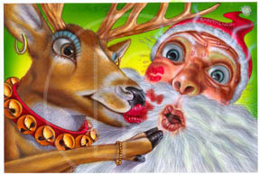 illustrator of kissing santa art