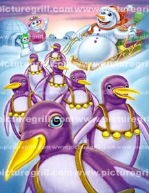 illustrators of christmas holiday snowman penguin art